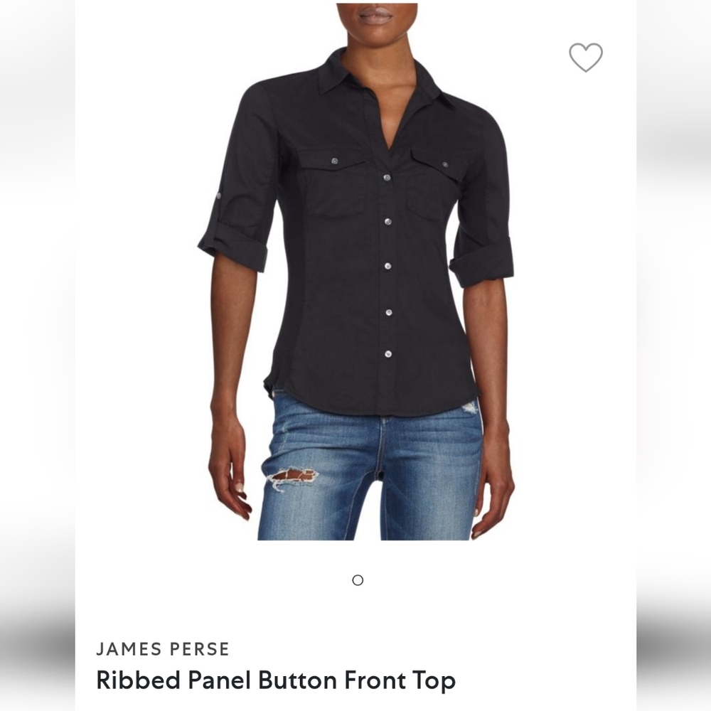 James perse  contrat ribbed panel surplus shirts sz S Black